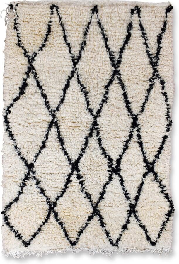 Poufs&Pillows Vloerkleed Kinderkamer Marokkaans Beni Ourain vloerkleed 100 x 150 cm Handgemaakt tapijt Ideaal voor je woo- slaap- of kinderkamer