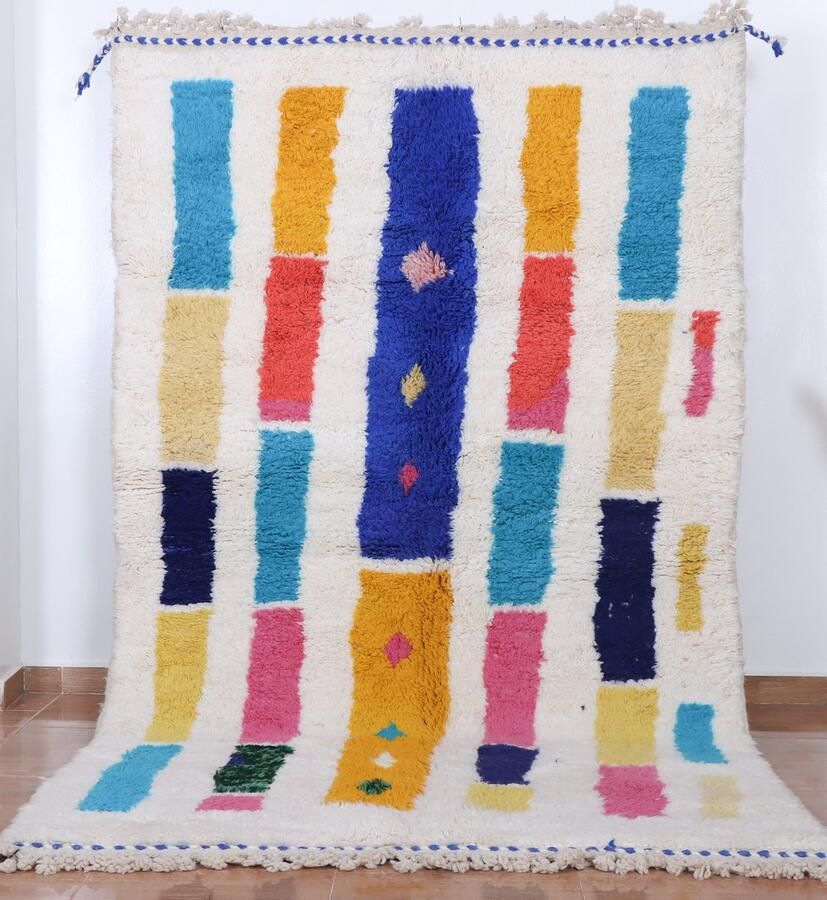 Poufs&Pillows Vloerkleed Marokkaans Vloerkleed 355 x 155 cm Runner Handgemaakt Kleurrijk & Uniek Gemaakt van 100% wol Boujaad Tapijt