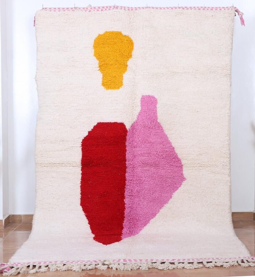 Poufs&Pillows Vloerkleed Marokkaans Vloerkleed 175 x 130 cm Handgemaakt Kleurrijk & Uniek Gemaakt van 100% wol Hoogpolig Azilal Tapijt Vloerkleed Kinderkamer Berber Vloerkleed