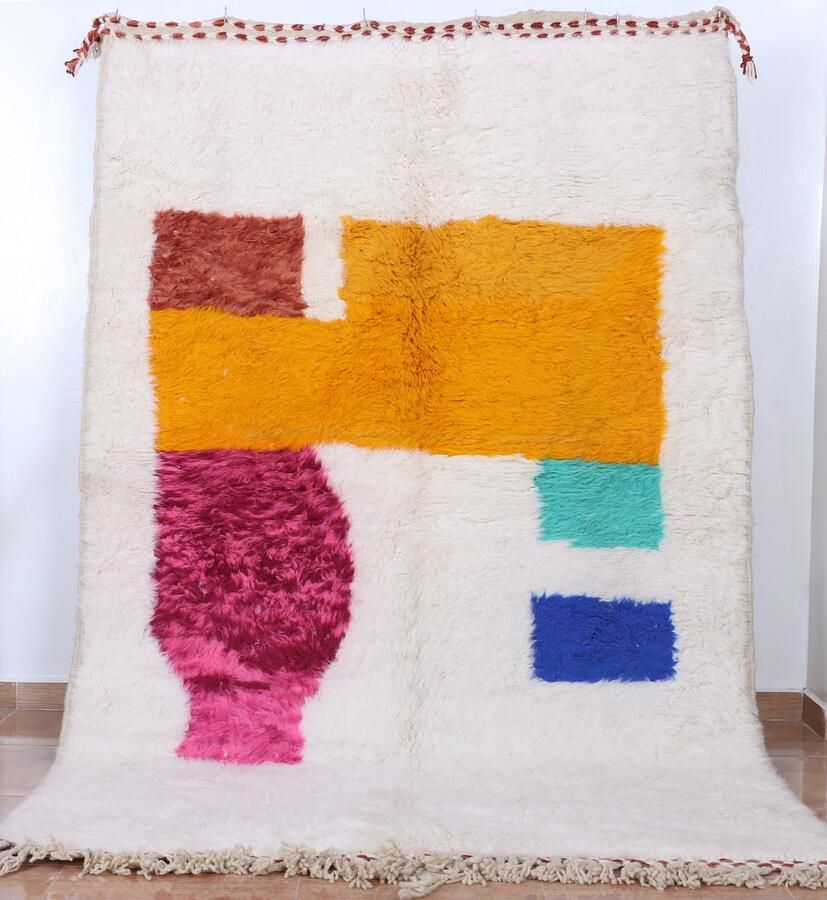 Poufs&Pillows Vloerkleed Vintage Vloerkleed Kinderkamer 230 x 160 cm Handgemaakt Kleurrijk & Uniek Gemaakt van 100% wol Berber Vloerkleed R359