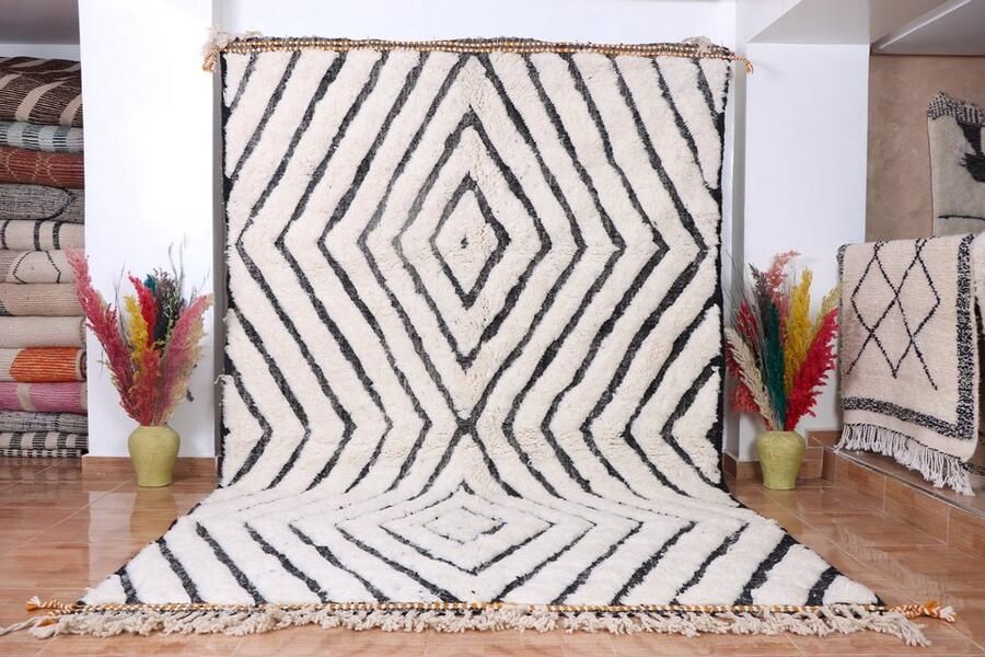 Poufs&Pillows Vloerkleed Wit Marokkaans Vloerkleed 3x 1 9 m Handgemaakt & Uniek Gemaakt van 100% wol Hoogpolig Beni Ouarain Vloerkleed Berber Vloerkleed