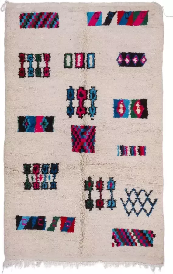 Poufs&Pillows Vloerkleed Vintage Marokkaans Vloerkleed 240 x 150 cm Handgemaakt Kleurrijk & Uniek Gemaakt van 100% wol Azilal Berber Vloerkleed