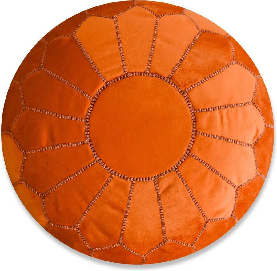 Poufs&Pillows Velvet poef Oranje Ronde poef Fluwelen poef Handgemaakt en uniek Gevuld geleverd Ideaal voor je woon- slaap- of kinderkamer - Foto 2