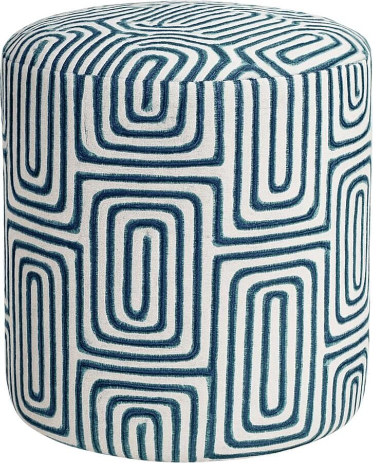 Poufue Luxe Poef met Print Dizzy Blue Tall Round