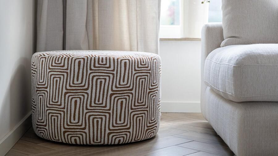Poufue Luxe Poef met Print Dizzy Gold Low Round
