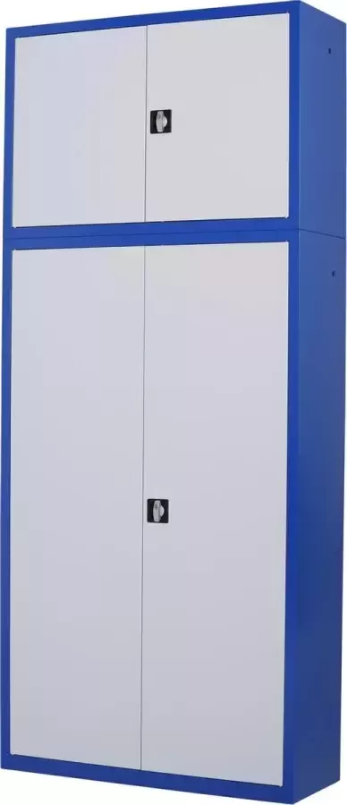 Povag Bovenkast draaideurkast kantoorkast archiefkast 81x120x43.5 cm Blauw grijs DKP-114
