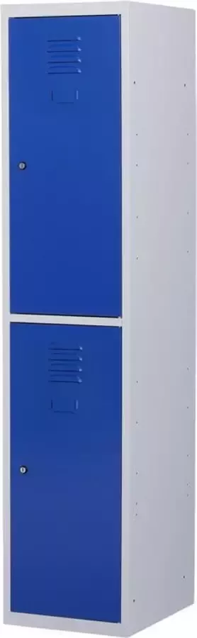 Povag Lockerkast metaal met slot 2 deurs 1 delig Grijs blauw 180x40x50 cm LKP-1054