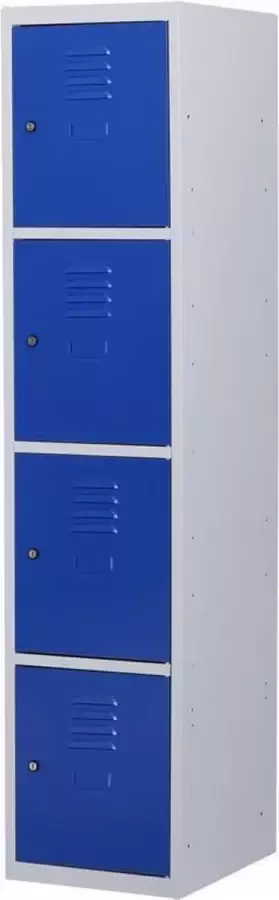 Povag Lockerkast metaal met slot 4 deurs 1 delig Grijs blauw 180x40x50 cm LKP-1060