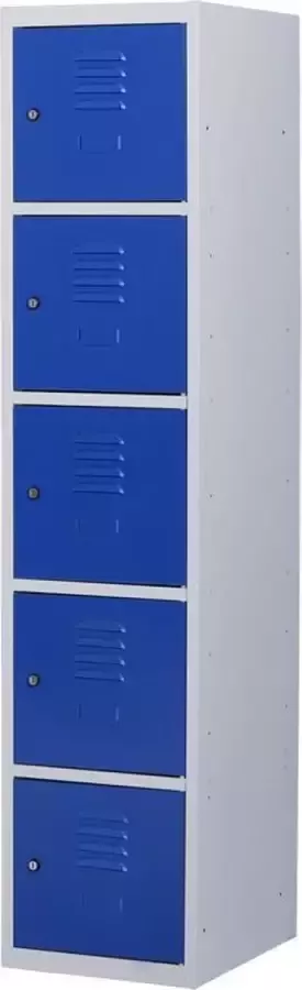 Povag Lockerkast metaal met slot 5 deurs 1 delig Grijs blauw 180x40x50 cm LKP-1063