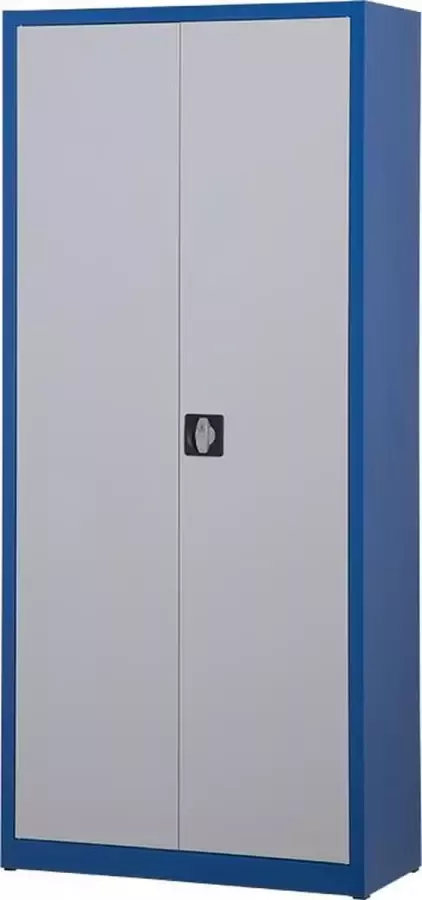 Povag Metalen archiefkast 195 x 92 x 42 cm Blauw licht grijs Met slot draaideurkast kantoorkast garage kast AKP-101
