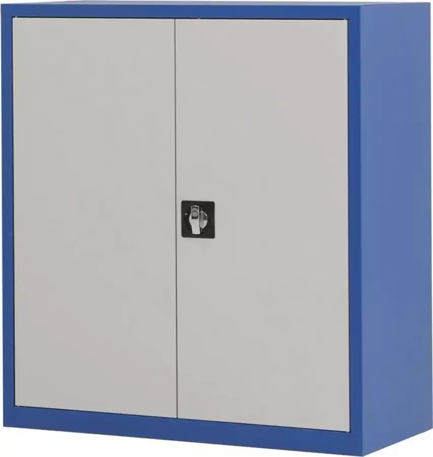 Povag Metalen archiefkast draaideurkast kantoorkast stellingkast opbergkast 100x92x42 cm Blauw grijs| Halfhoog AKP-103