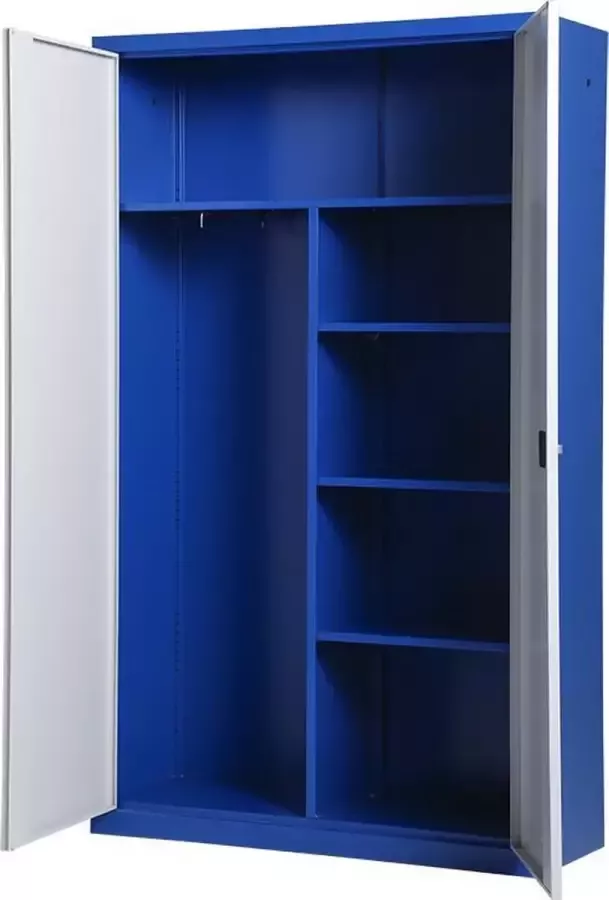 Povag Metalen draaideurkast met hang en leg ruimte Archiefkast Kantoorkast I 199x120x43.5 cm I blauw grijs I DKP-107 I