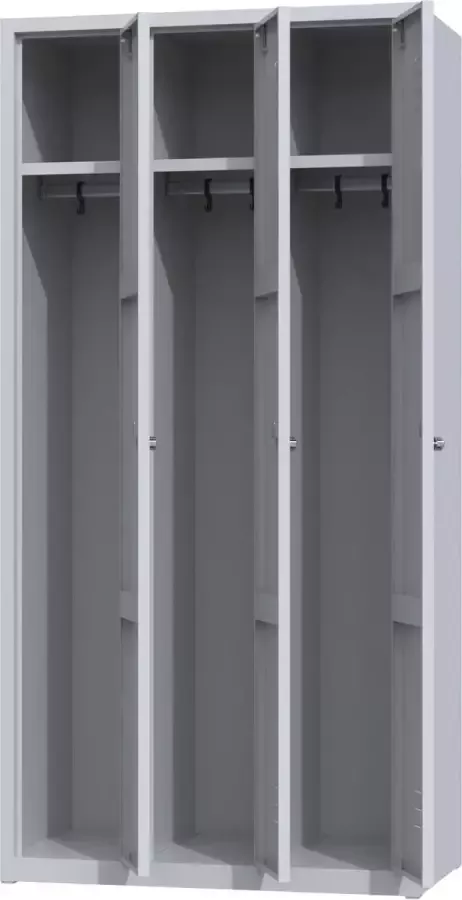 Povag Metalen lockerkast grijs 3 deurs 3 delig met slot 180x88 5x50 cm voordeel lijn PLP-104