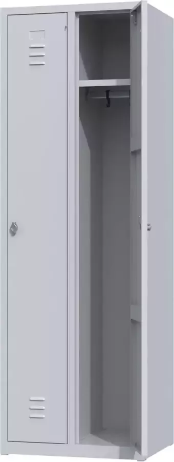 Povag Metalen lockerkast hang & leg lichtgrijs 2 deurs 2 delig met slot 180x60x50 cm voordeel lijn PLP-106