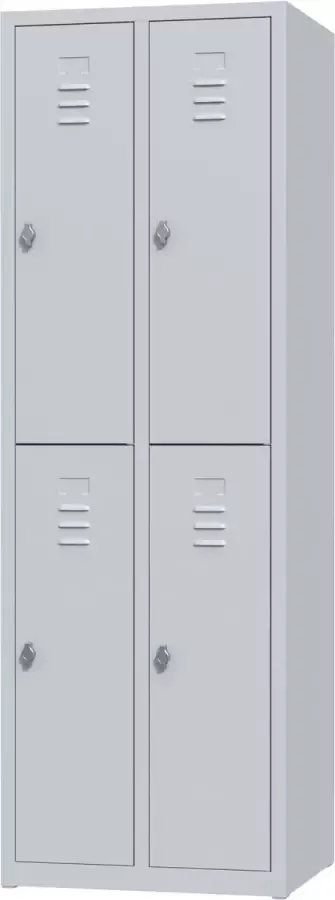 Povag Metalen lockerkast lichtgrijs 4 deurs 2 delig met slot 180x60x50 cm voordeel lijn PLP-107