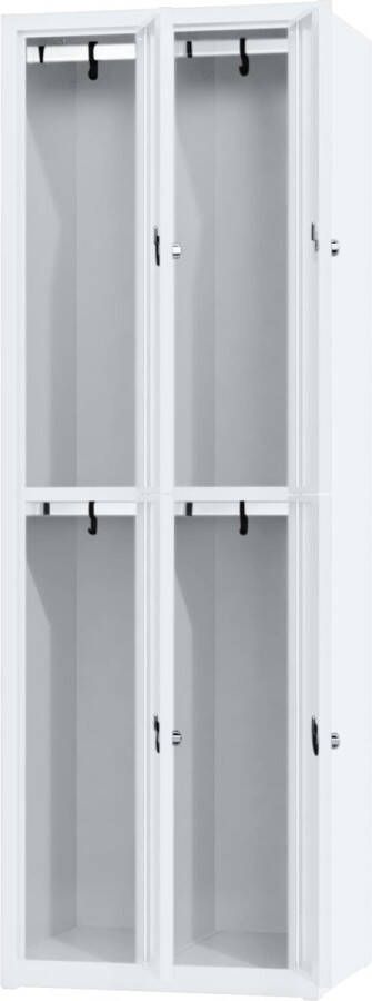 Povag Metalen lockerkast Wit 4 deurs 2 delig met slot 180x60x50 cm voordeel lijn PLP-107
