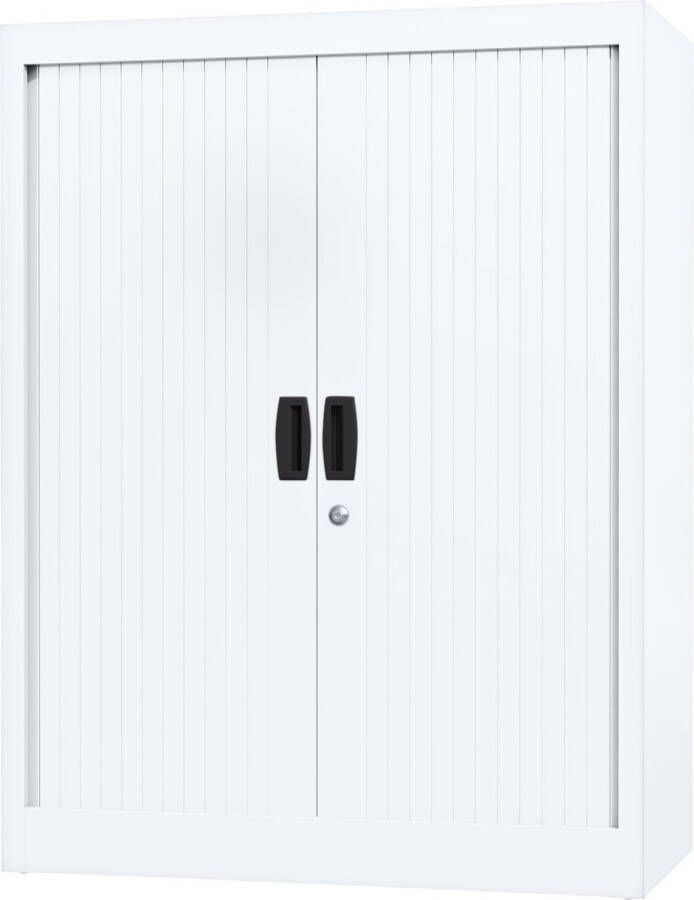 Povag Roldeurkast rolluikkast archiefkast goedkope archiefkast stalen kantoorkast 105x80x40 cm Wit BRP-104