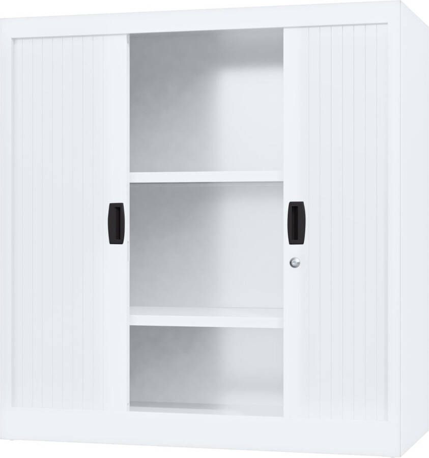 Povag Roldeurkast rolluikkast archiefkast goedkope archiefkast stalen kantoorkast 135x100x45 cm Wit BRP-103