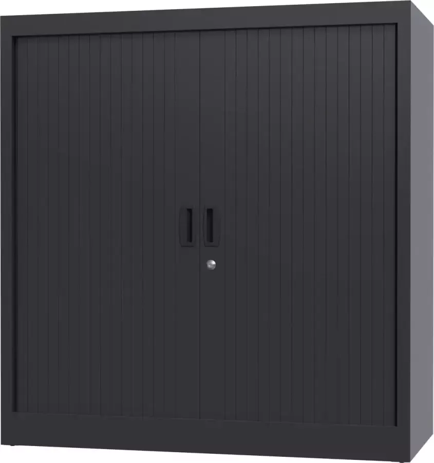 Povag Roldeurkast rolluikkast archiefkast goedkope archiefkast stalen kantoorkast 135x100x45 cm Zwart BRP-104