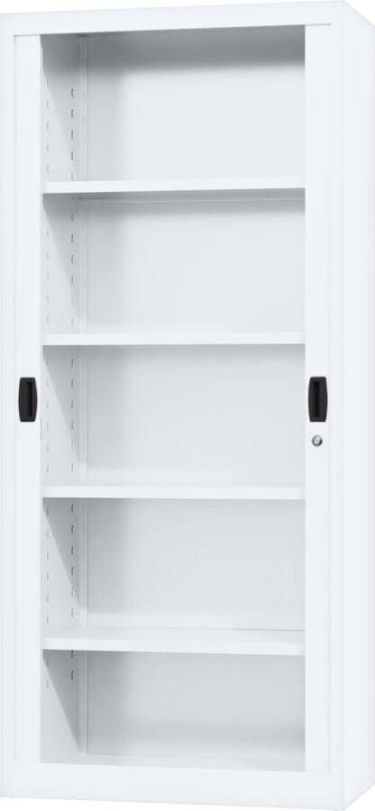 Povag Roldeurkast rolluikkast archiefkast goedkope archiefkast stalen kantoorkast 180x80x40 cm Wit BRP-102