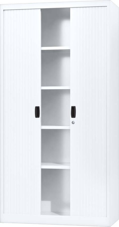Povag Roldeurkast rolluikkast archiefkast goedkope archiefkast stalen kantoorkast 195x100x45 cm Wit BRP-101