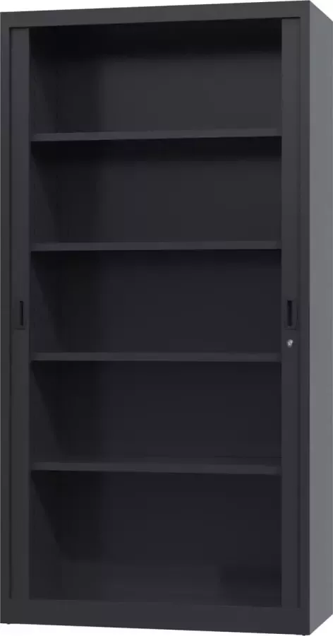 Povag Roldeurkast rolluikkast archiefkast goedkope archiefkast stalen kantoorkast 195x100x45 cm Zwart BRP-101
