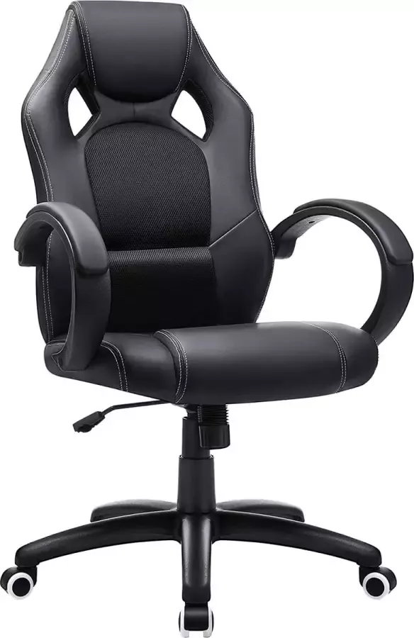 Povox Bureaustoel gamingstoel directiestoel PU-kunststof zwart