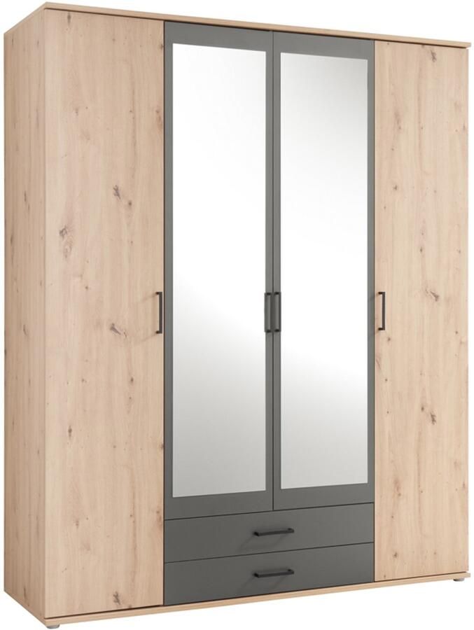 Power+ Pol Power Chicago kledingkast hout melamine 4 deuren 159x197x54 cm