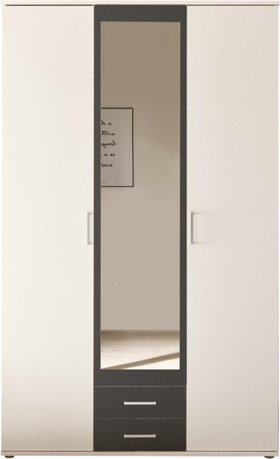 Power+ Pol Power Hanau kleerkast + spiegel melamine op houtbasis 3 deuren 120x196x54 cm - Foto 8