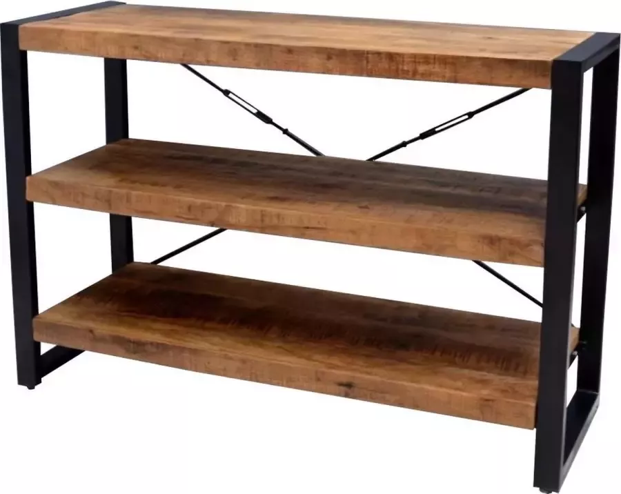 Mangoe Meubels Boekenkast Lucas met 3 planken 120x40x80 cm mangohout en metaal