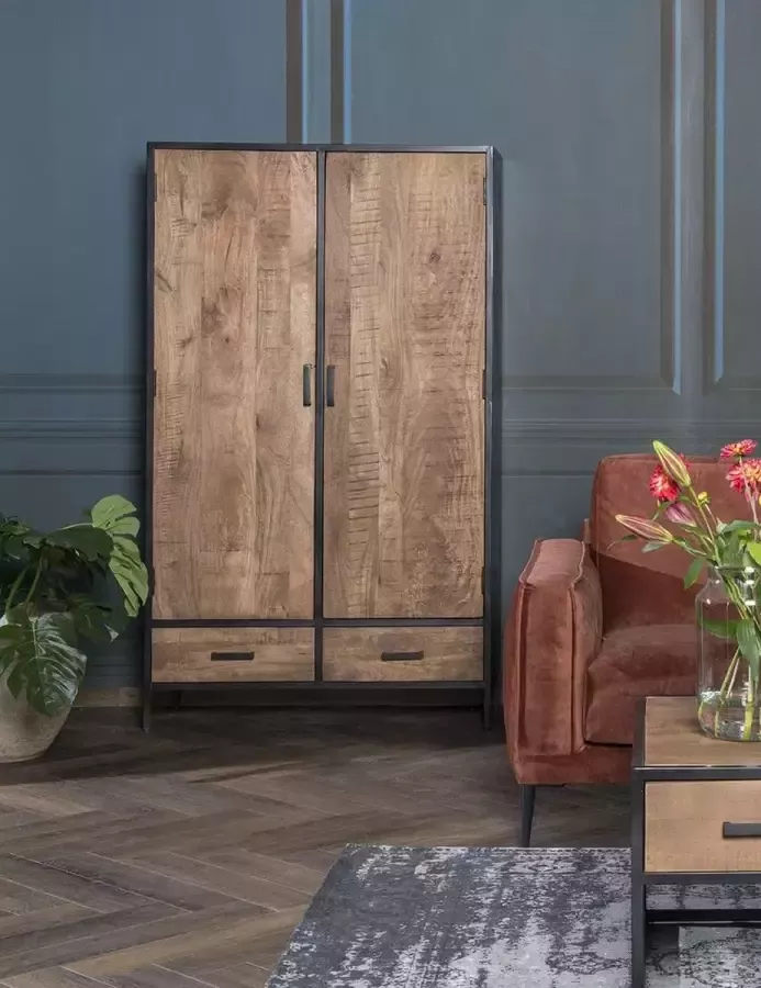 Mangoe Meubels Buffetkast Ferry 100x40x170 cm mangohout en metaal