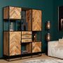 Prachtmeubels Buffetkast Jaivy met 2 deuren 160x40x200 cm mangohout en metaal - Thumbnail 1