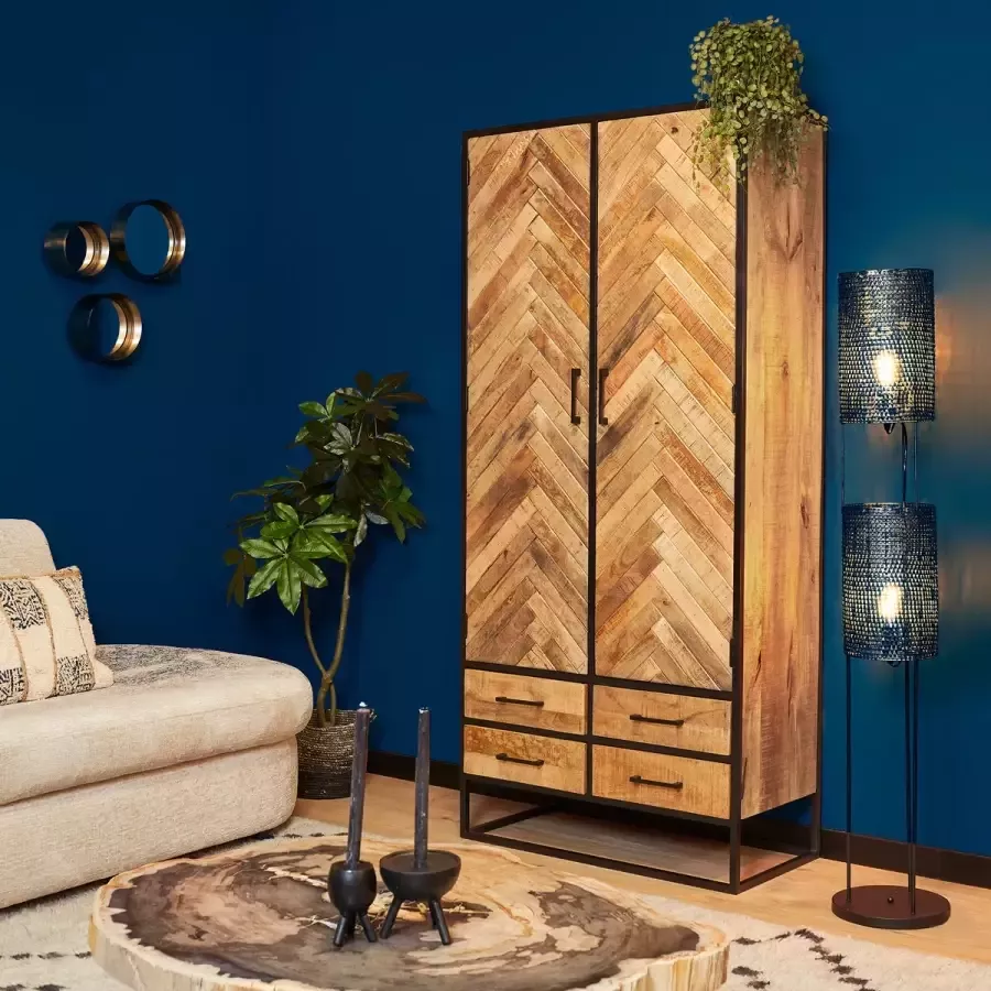 Mangoe Meubels Buffetkast Luca 90x45x200 cm mangohout en metaal