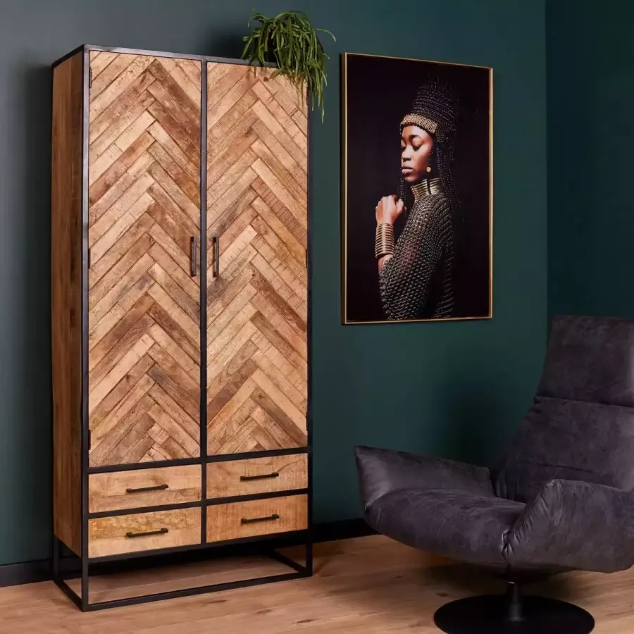 Mangoe Meubels Buffetkast Luca 90x45x200 cm mangohout en metaal