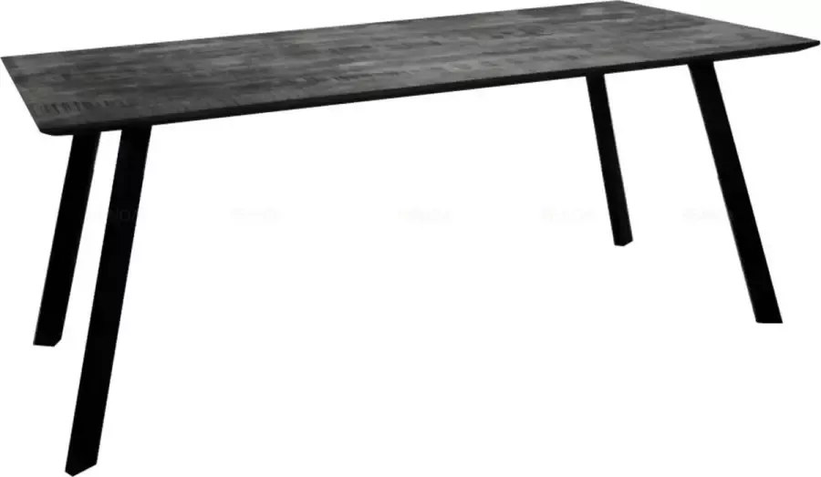 Mangoe Meubels Eettafel 160x90x76cm zwart mangohout en metaal