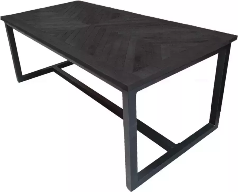 Mangoe Meubels Eettafel Jaivy zwart 180x90x76 cm mangohout en metaal