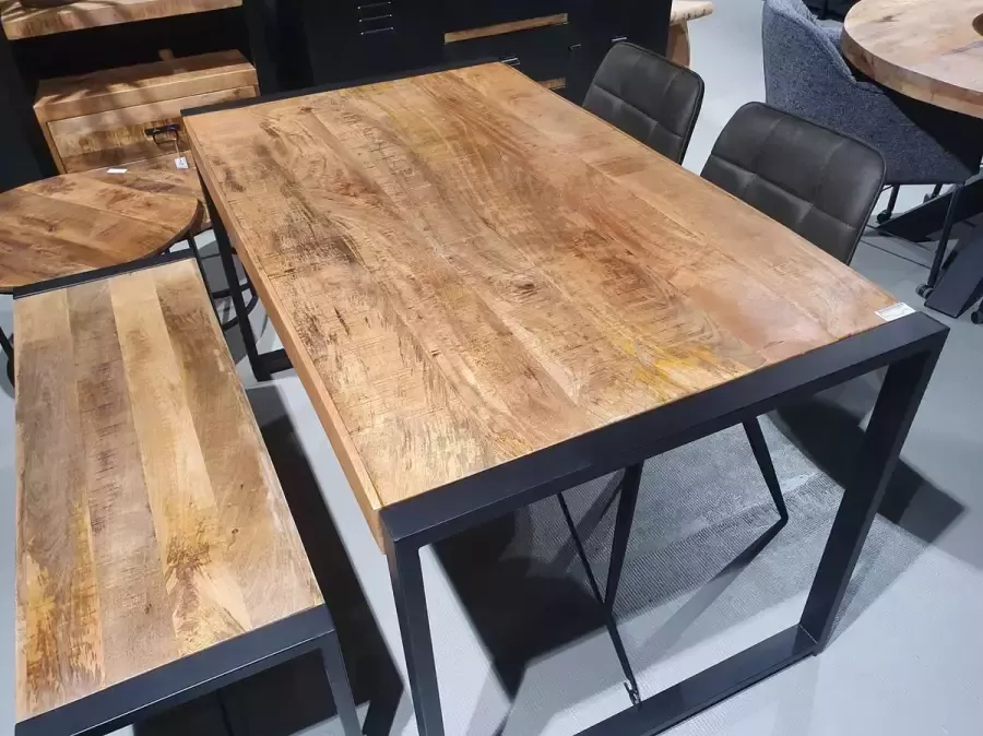 Mangoe Meubels Eettafel Lucas 160x90x76 cm mangohout en metaal