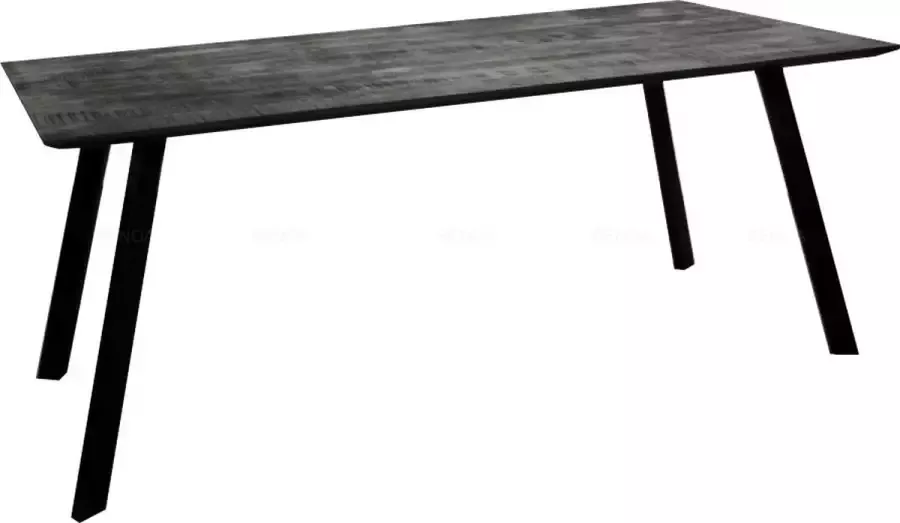 Mangoe Meubels Eettafel zwart 120x80x76 cm mangohout en metaal