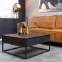 Mangoe Meubels Salontafel Oliver 80x80x40 cm zwart mangohout en metaal - Thumbnail 1