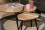 Mangoe Meubels Salontafel set 3 stuks acaciahout en metaal - Thumbnail 2