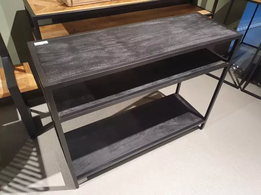 Mangoe Meubels Sidetable met 3 bladen 100x35x76 cm mangohout en metaal