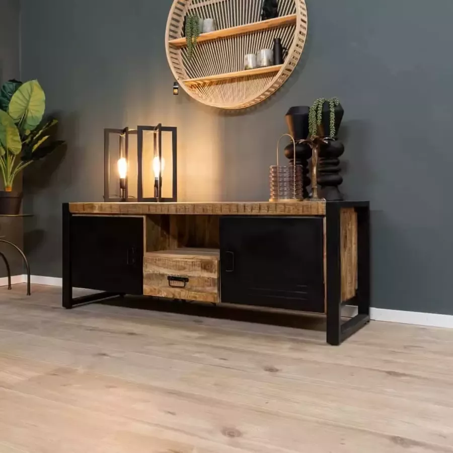 Mangoe Meubels Tv meubel 150x45x55 cm mangohout en metaal