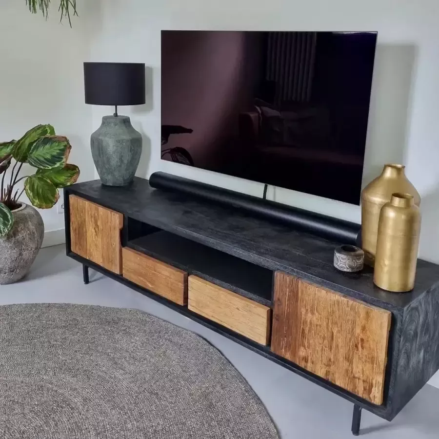 Mangoe Meubels Tv meubel Finn 180x40x50 cm hardhout en mangohout