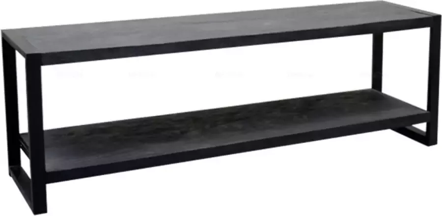 Mangoe Meubels Tv meubel Lucas met 2 planken zwart 180x45x60 cm mangohout en metaal