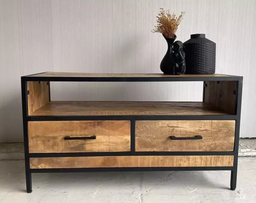 Mangoe Meubels Tv meubel met 2 lades 100x45x55 cm mangohout