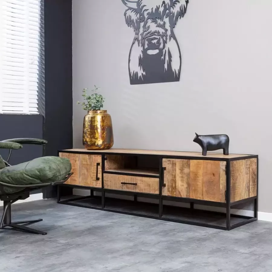 Mangoe Meubels Tv meubel Sven 180x45x50 cm mangohout en metaal