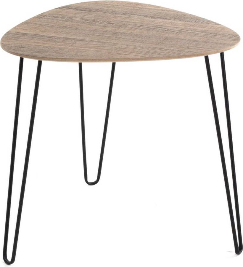 PRAKTIMEUBEL Bijzettafel Zwart metaal & Eiken imitatie decor B 40cm H 43cm D 40cm