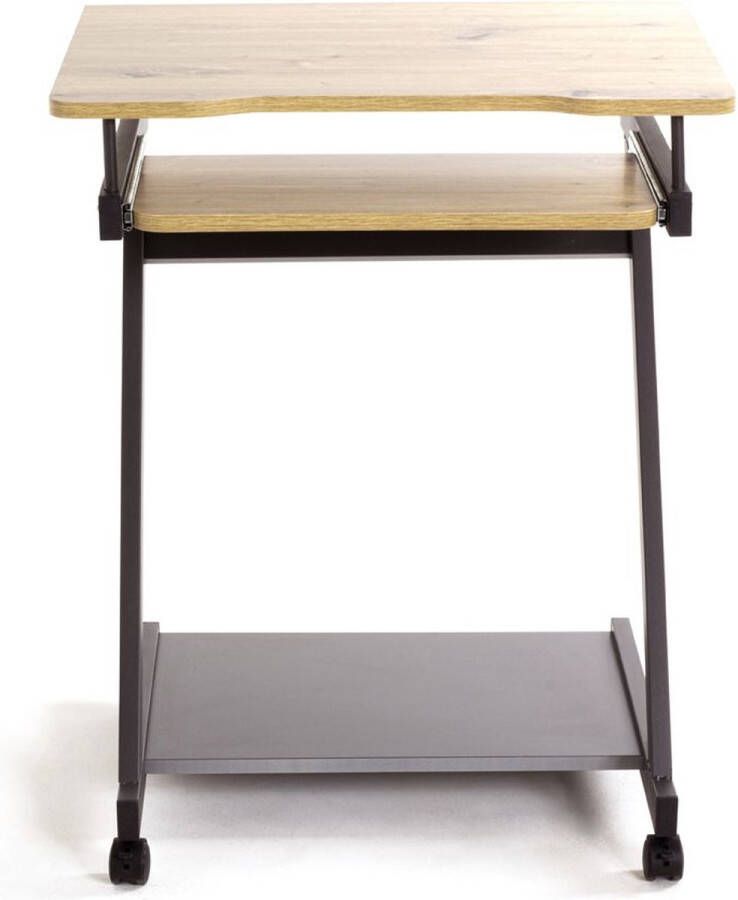 PRAKTIMEUBEL Meubel computerbord op wieltjes metaal antraciet-eiken D 49 x B 60 x H 76 cm - Foto 2