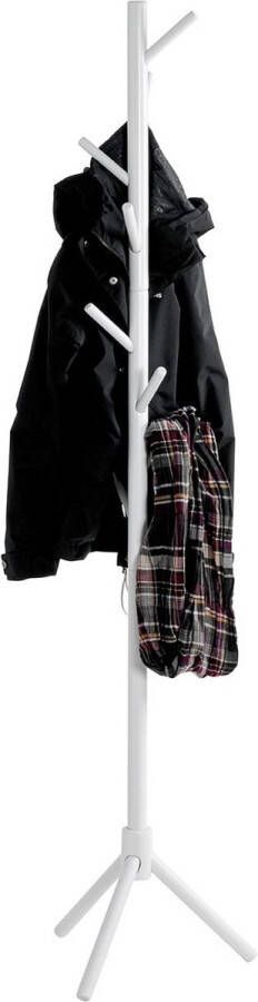 PRAKTIMEUBEL STAANDE KAPSTOK HOUT WIT LAK H 174cm 8 HAKEN