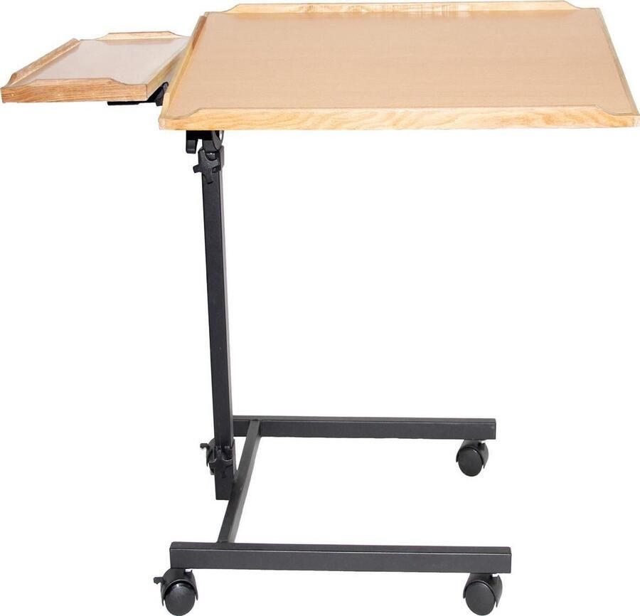 Premis Medical bv Premis Multifunctionele tafel met kantelbaar blad Laptoptafel Leestafel Bijzettafel Bedtafel Beige Zwart Met extra zijblad